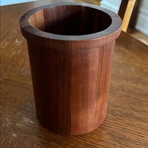 Hearth and Hand Wooden Round Utensil Holder - Rich Mahogany Tone